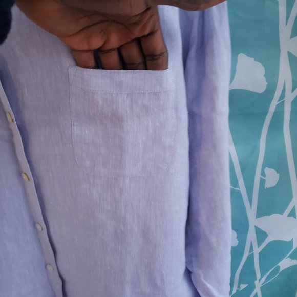 J.JILL Purple Linen Button up L/Sleeve Oversized Blouse +measurement - Picture 9 of 11
